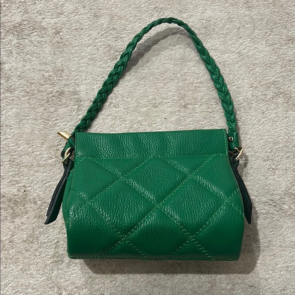 Green Quilted Leather Shoulder Bag - Women's Handbag